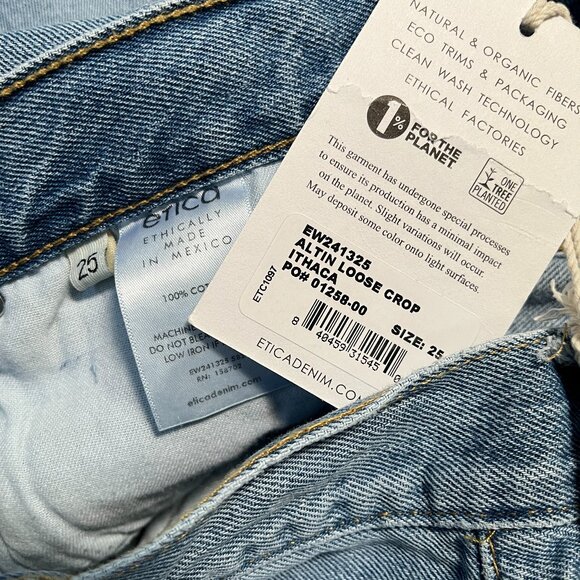 Etica Altin Loose Crop Ithaca Distressed Ripped Demin Jeans NEW $268 Size 25 - Picture 8 of 8